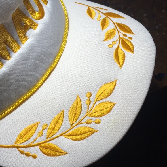 Maui white gold scrambled eggs puffy trucker hat mesh back 5 panel SnapBack cap - Picture 10 of 13